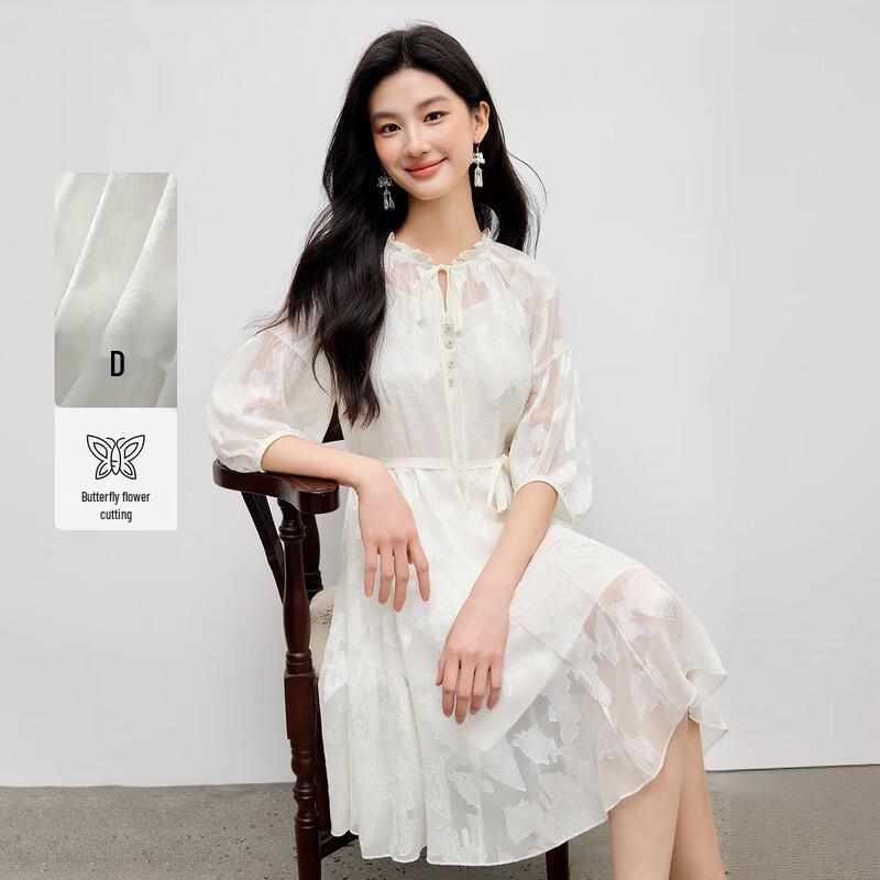 Elegant New Chinese Style Drawstring Midi Dress M