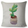 Cute Succulent Plant Cushion Covers Set Watercolor Potted Cactus In Cup Box Design Soft Pillow Home Decor Xcm