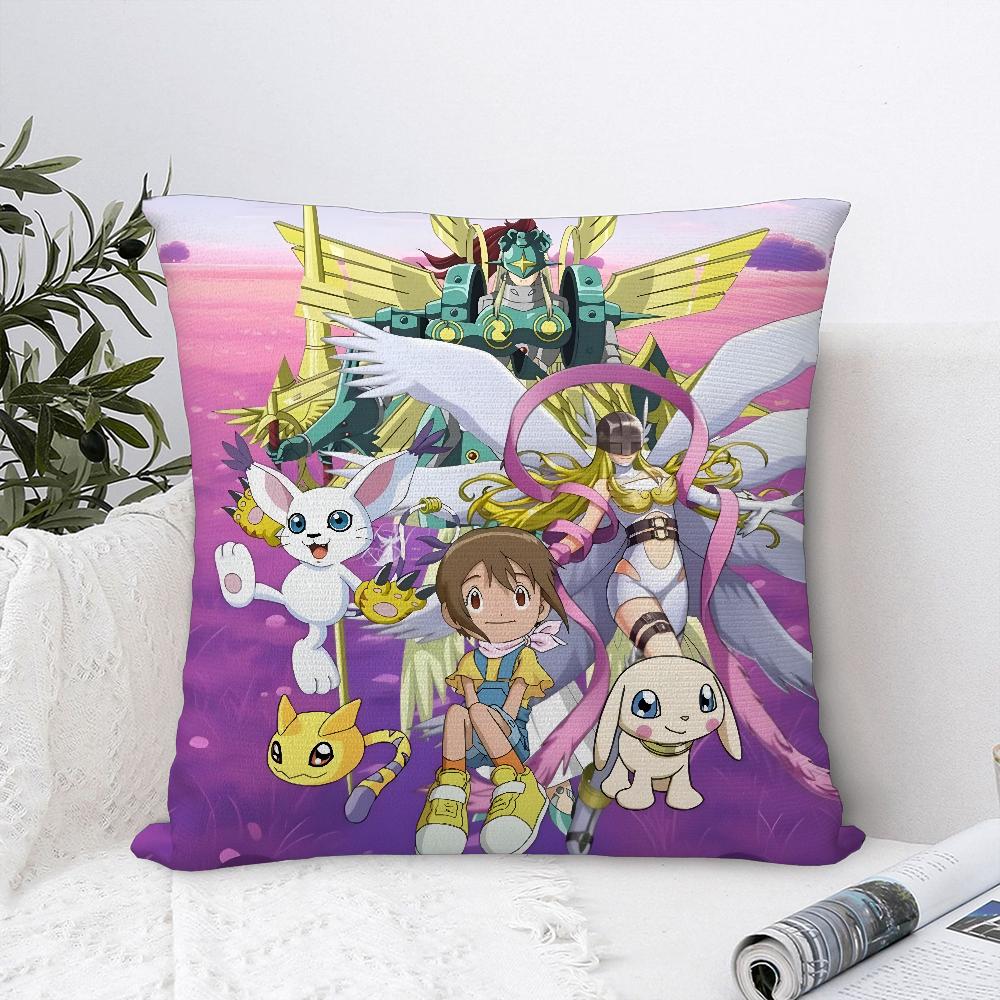 Anime D-Digimon A-Adventure Pillow Case Plush Fabric Soft Pillowcase Double Sided Print Cushion Cover Throw Pillow Cover