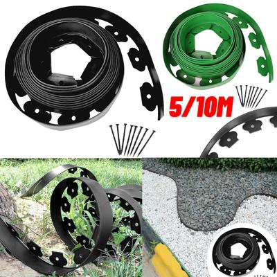 5/10M Fixed Garden Barrier Lawn Grass Plastic Edging Border Landscape Edging Garden Edge Kit With Anchoring Spikes Easy Install