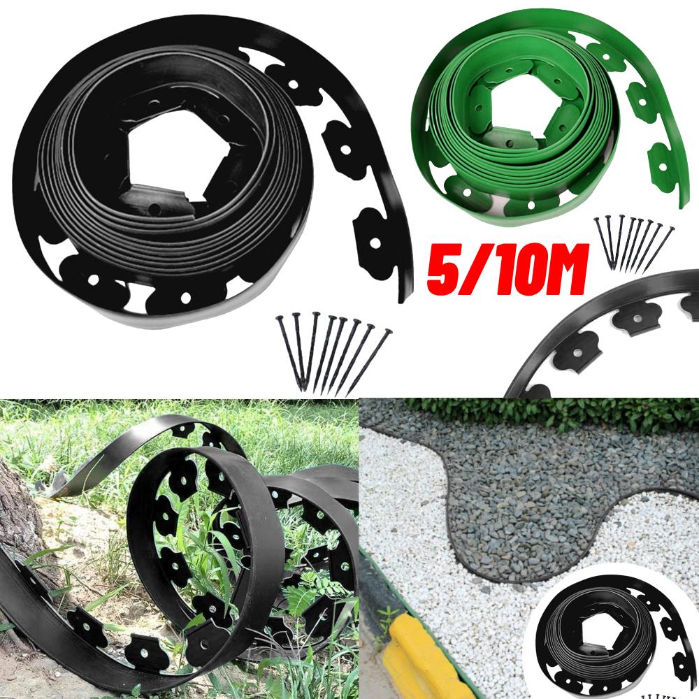 5/10M Fixed Garden Barrier Lawn Grass Plastic Edging Border Landscape Edging Garden Edge Kit With Anchoring Spikes Easy Install