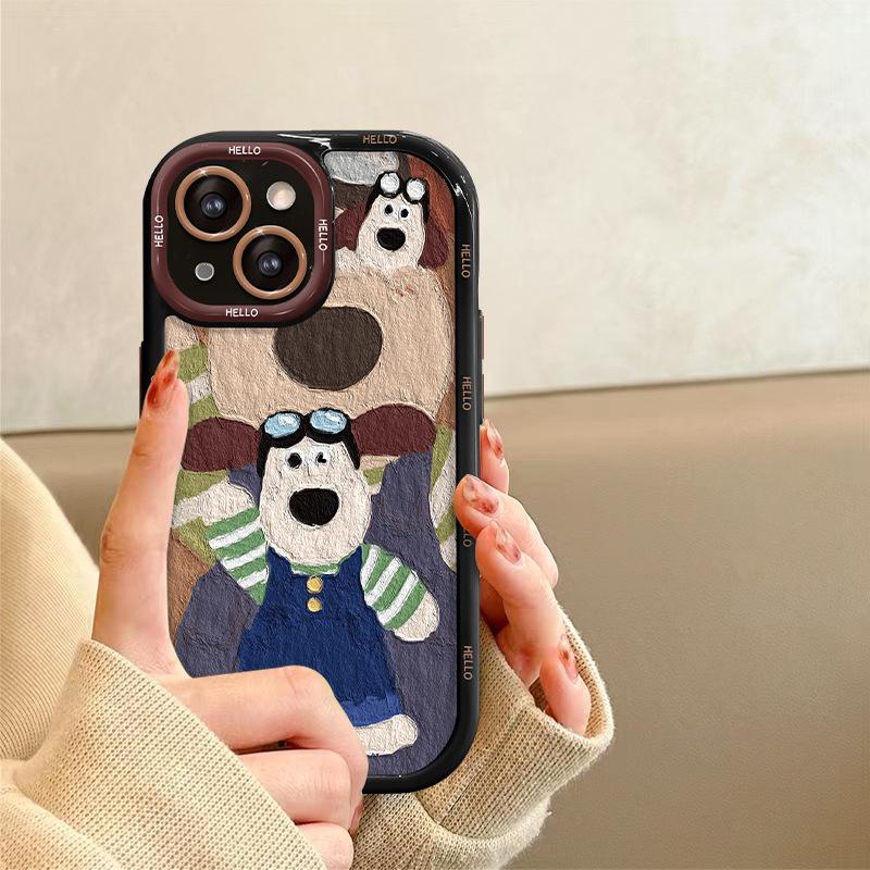 Applicable To Apple 14promax Mobile Phone Case IPhone 13/15 Oil Painting Cute Dog 11/12 Niche Xs/xr
