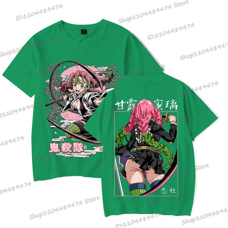 Kimetsu No Yaiba Cartoon T-shirt Aesthetics Vintage Kanroji Mitsuri Fashion Y2K Tops Short Sleeve Japanese Styles Men Women Tee