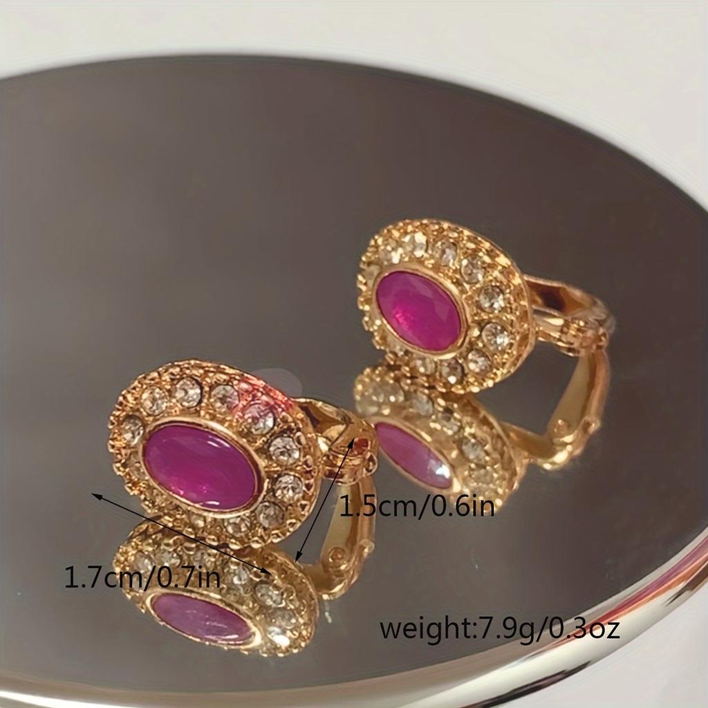 Vintage Ear Clip Inlaid Rhinestones And Artificial Crystal Alloy Earrings Accessories For Women Suitable For Gift-giving