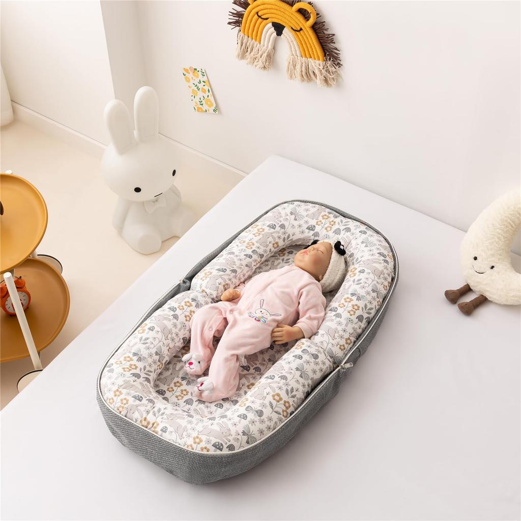 Lukaedy Přenosná postýlka pro kompaktní skládání Dárková postýlka pro miminka Bed-in-Bed Novorozenci, Skládací, Postýlka pro společné spaní, Přenosná, Prodyšná, Pratelná, Postel,