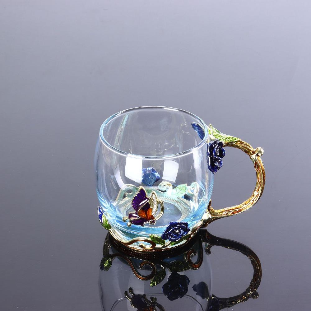Heat-Resistant Coffee Cup Glass Tea Mug Teaware Enamel Flower Tea Cup  Gift