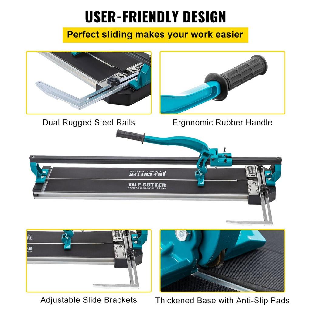31 Inch Tile Cutter Single Rail Manual Tile Cutter 3/5 In Cap w/Precise Laser Positioning Manual Tile Cutter Tools for Precision Cutting
