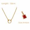 Colored Zirconia Birthstone Necklace Stainless Steel DIY Jewelry  For Women