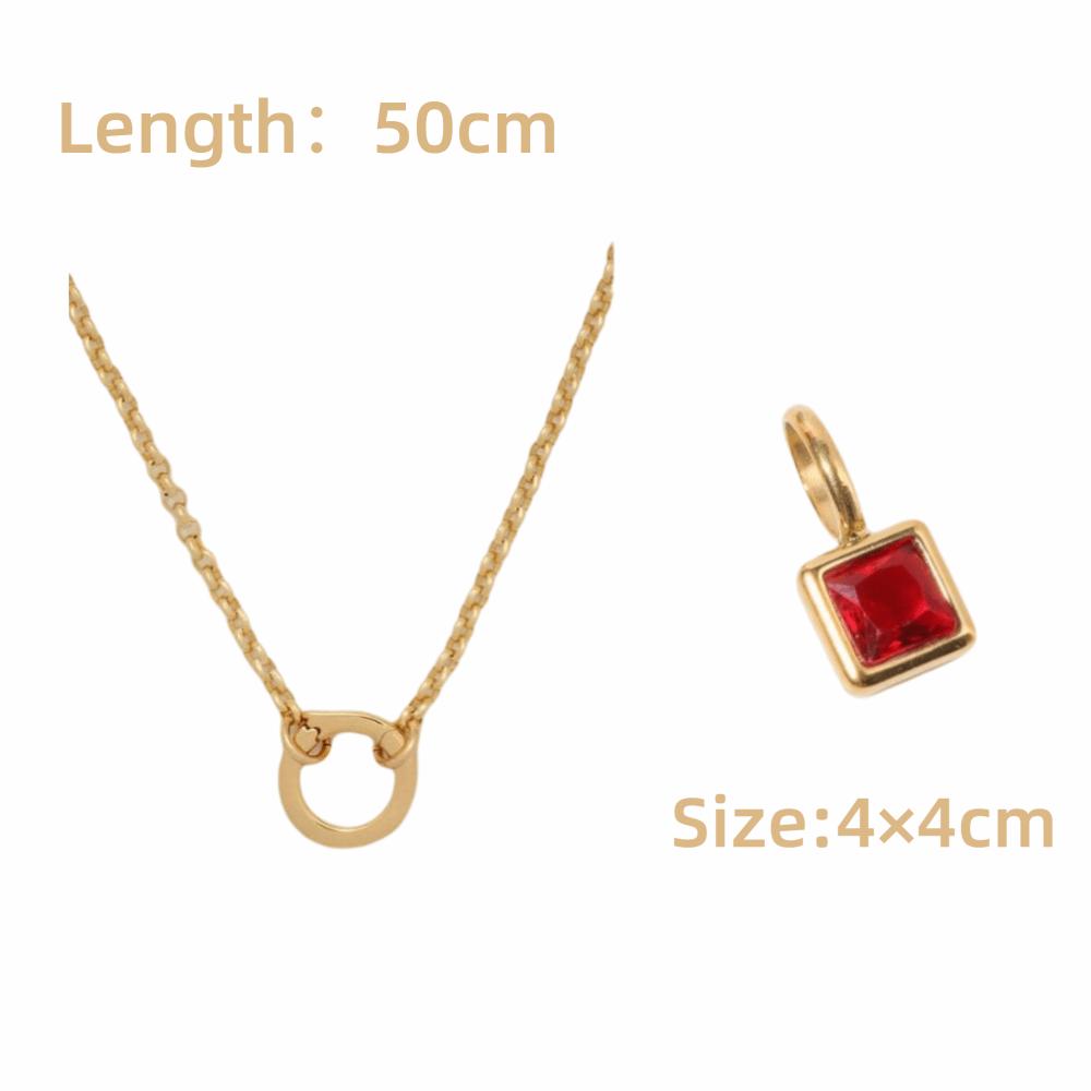Colored Zirconia Birthstone Necklace Stainless Steel DIY Jewelry  For Women