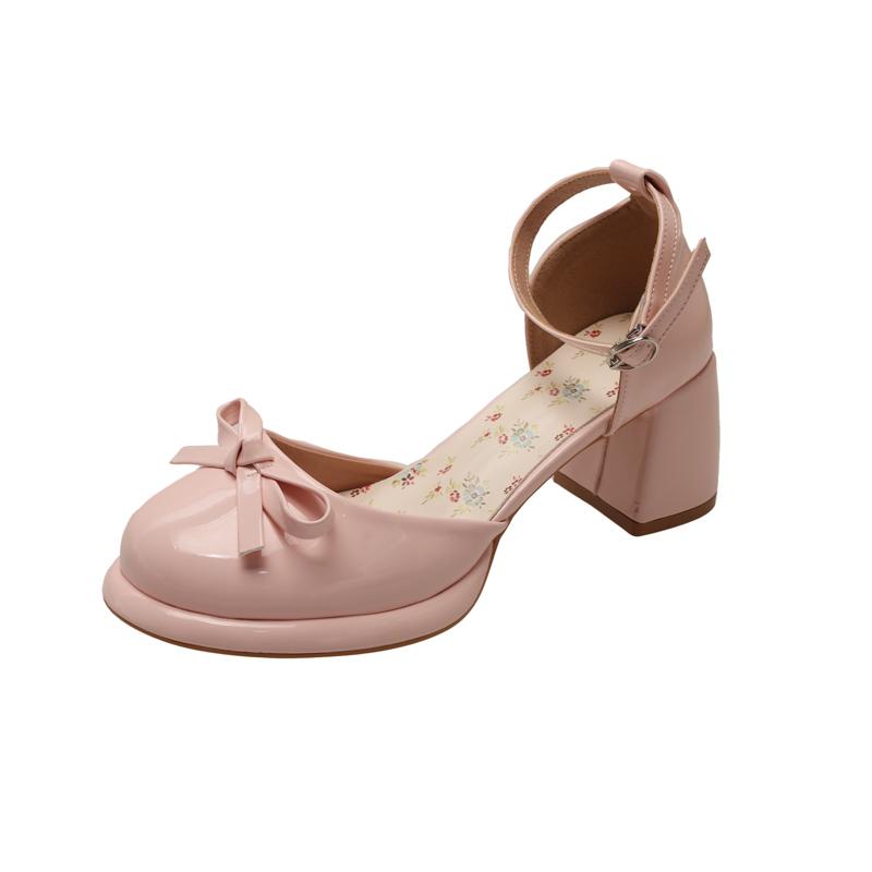 Fashion Bow Mary Jane Baotou Sandals Women 2025 Summer New Outside Wear Fairy Skirt Fashion Block Heel High Heels