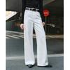 Giovanni Valentino Women's White High-Waist Straight Wide Leg Jeans