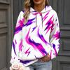 Women Plus Size Long Sleeve Drawstring Hoodie Green Yellow Orange Abstract Printed Kangaroo Pocket Pullover