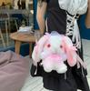 Harujio Damen SchultertaschePouch, Hasendesign, Verträumt, Kränklich, Plüsch, Lolita, Landminenstil, Massenware, Mädchenhaft, Gothic Lolita, Menhera Stil,