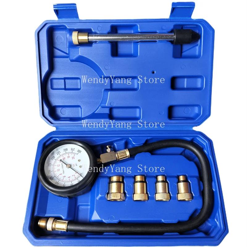 Auto-Motor-Kompressionsprüfer-Kit, Motor-Kompressionsprüfer, Motorzylinder-Druckmessgerät für Benzin, Gas, Motorrad, Auto, LKW