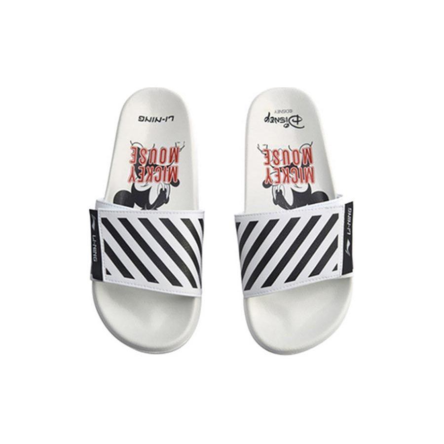 Li Ning Sports Fashion Series Disney Mickey Crossover Stylish White Slippers AGAQ023-5