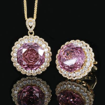 Popular Jewelry Copper Bottom Gold-Plated Rose Cut Light Luxury Gold Set Heroine Stone 18Mm