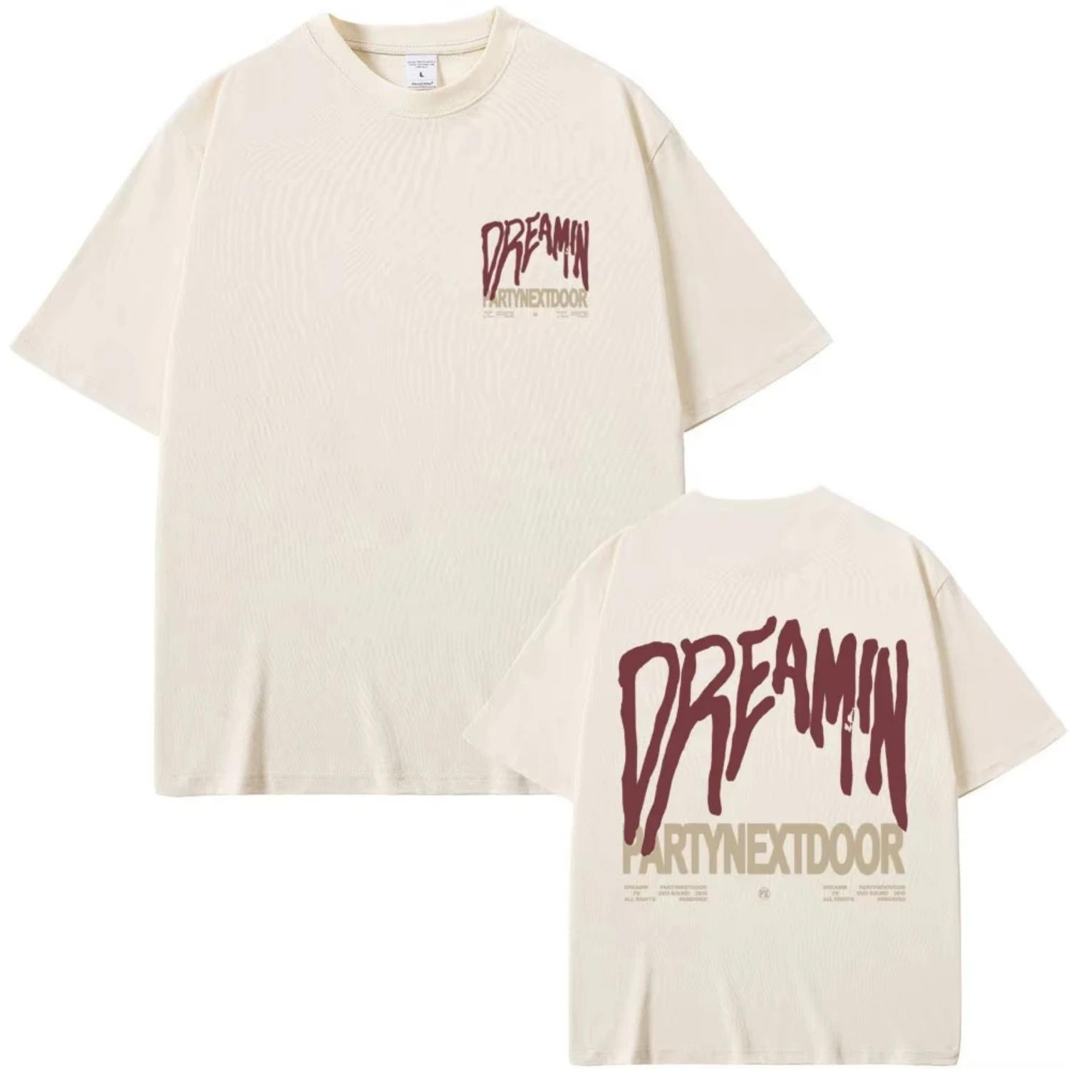 

Футболка с графическим принтом Rapper Partynextdoor Dreamin Мужская Женская Мода Хип-хоп Тренд Футболки Мужская Винтажная Оверсайз Уличная одежда S чёрный