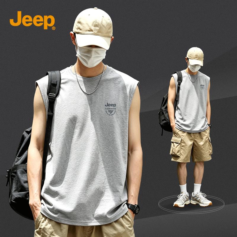 JEEP Men s Pure Cotton Sleeveless T-Shirt 4XL
