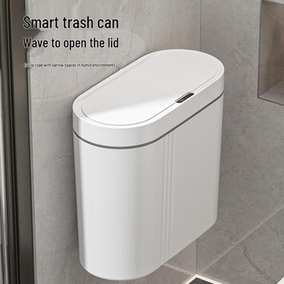 2026 Waterproof Smart Wall-Mounted Trash Can with Lid, Large Capacity, Bathroom Induction, Narrow Shape