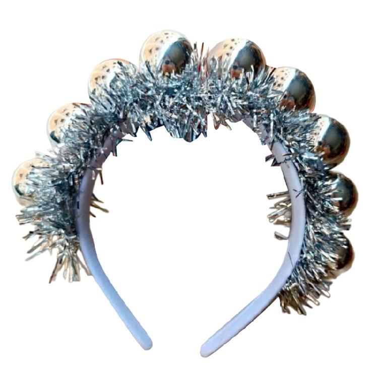 Holiday Hair Clip With Balls Accent, Christmas Hair Hoop Plastic Hair Ornament Hairband For Day Wear Celebration