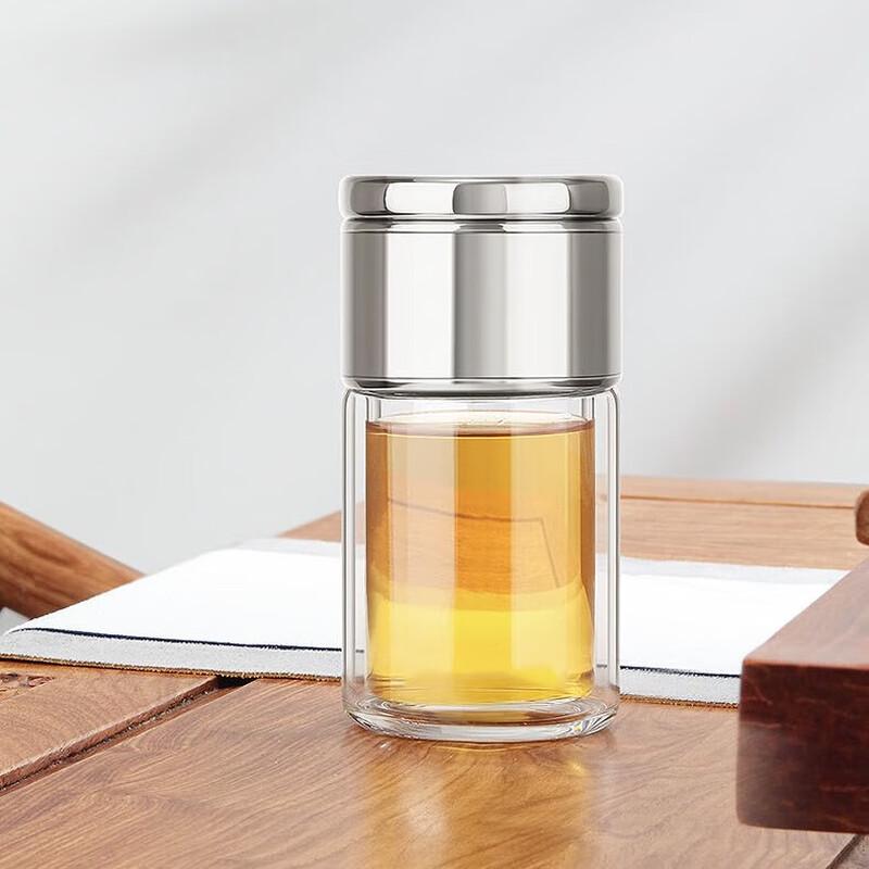 TLAKEHO Portable Double-Layer Glass Tea Infuser