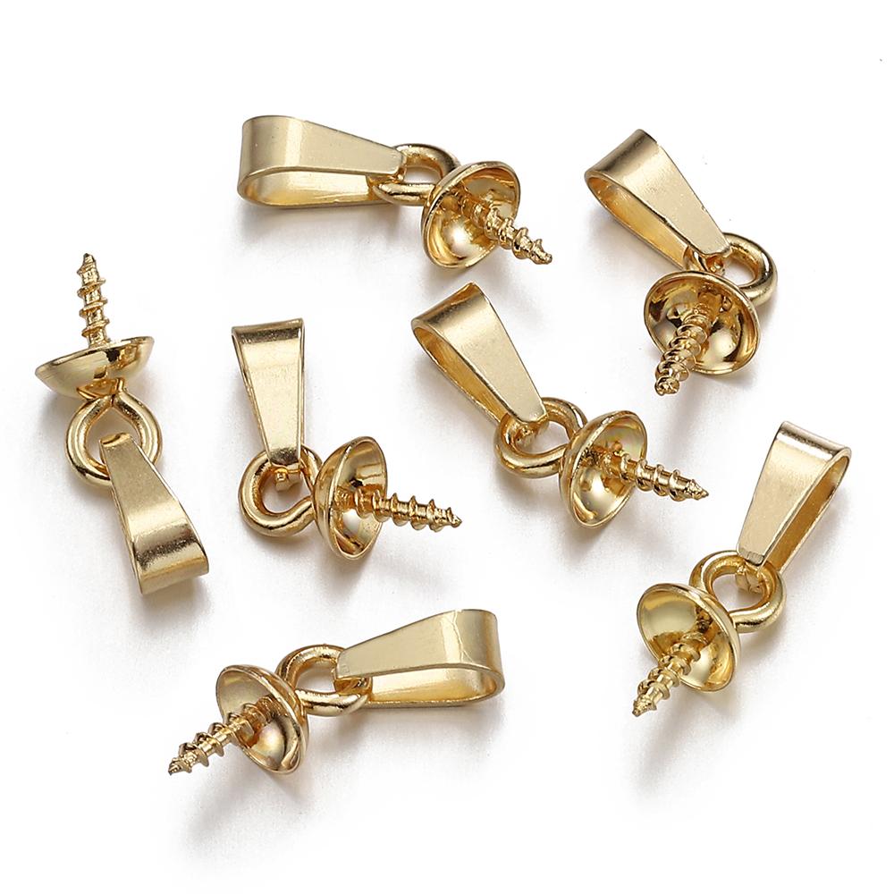 No Fade 20pcs Stainless Steel Pendant Screw Eye Pins Bail Top Drilled Beads End Caps Charms Connectors for Jewelry Making DIY