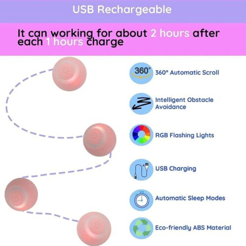 Cat Interactive Ball Smart Cat Toys For Pet Indoor Automatic Rolling Ball Electronic Interactive Cat Toy Cat Game Accessories