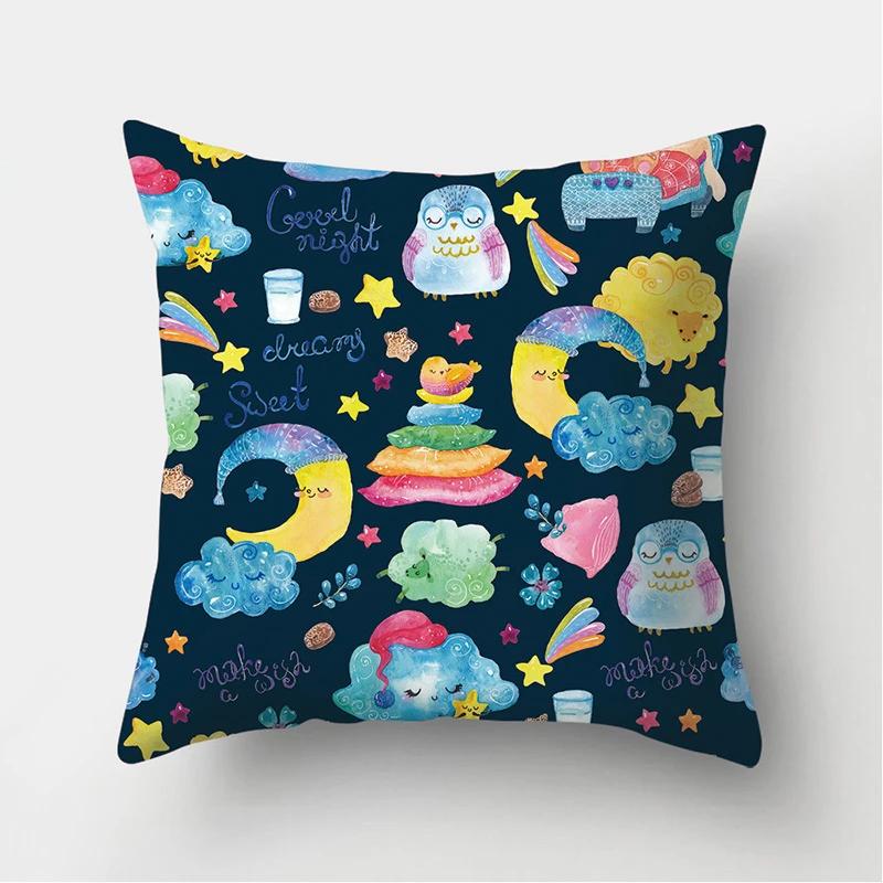 Cloud Star Rainbow Pattern Decorative Cushions Pillowcase Polyester Cushion Cover Throw Pillow Sofa Decoration Pillowcover