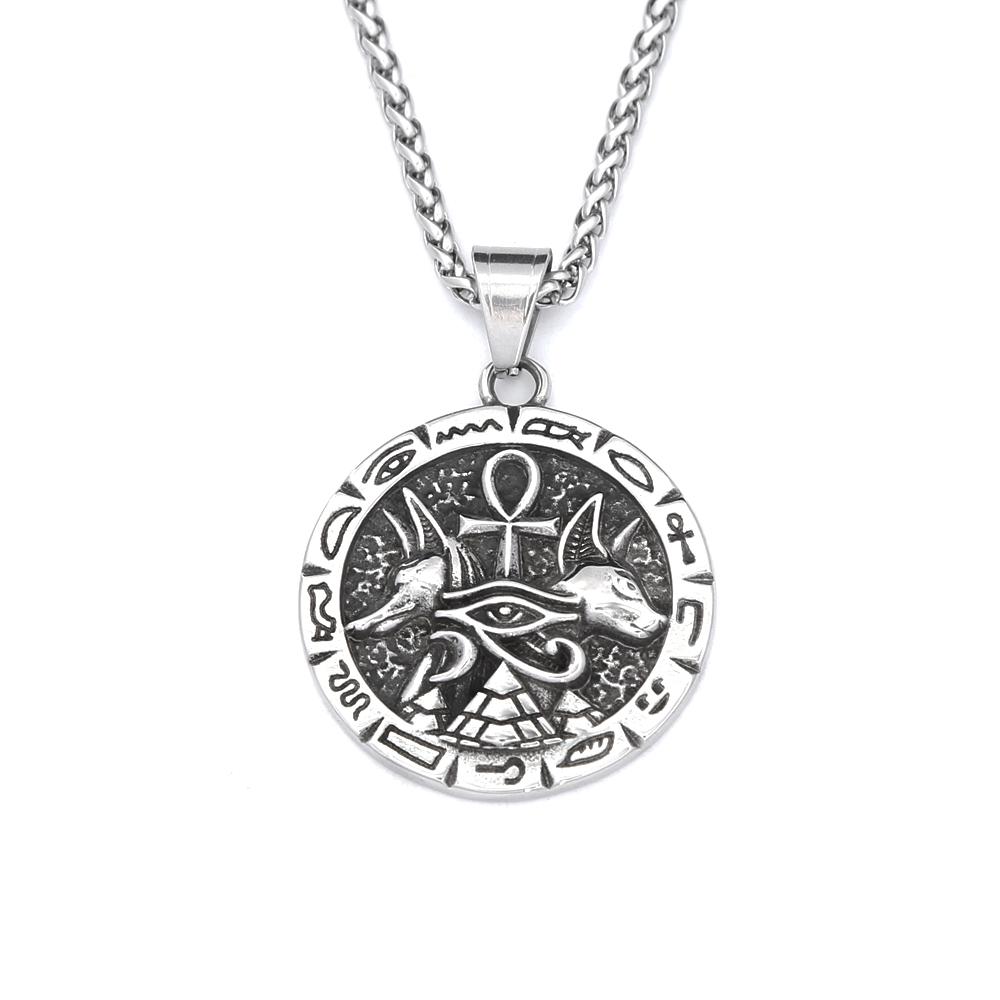 Neuer Anubis Ankh Kreuz Anhänger 316L Edelstahl Altes Ägyptisches Auge des Horus Halsketten Für Männer Frauen Amulett Schmuck