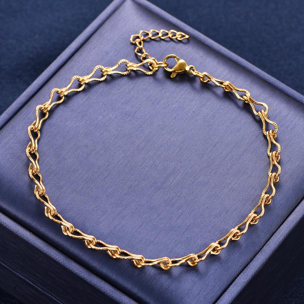 Stainless Steel Bracelet Link Hand Chain for Women Girl Wristband Bangle Anklets Metal Summer Beach Jewelry Accessories