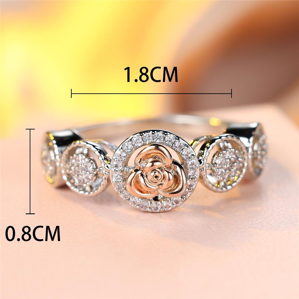 Cute Female White Zircon Round Stone Silver Color Wedding Promise Engagement Flower Rings For Women