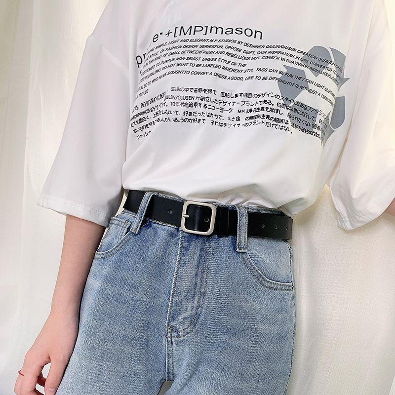 Casual Modern Pu Belt Featuring Sleek Square Buckle For Students And Fashion Enthusiasts