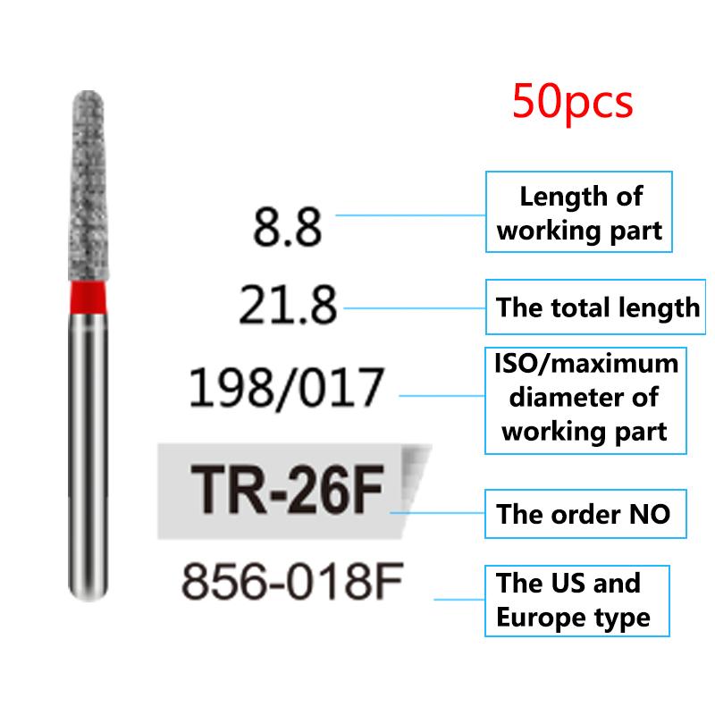 50Pcs Dental Diamond Burs Drill FG 1 6Mm For High Speed Handpiece Denspay Polishing Whitening Lab Material