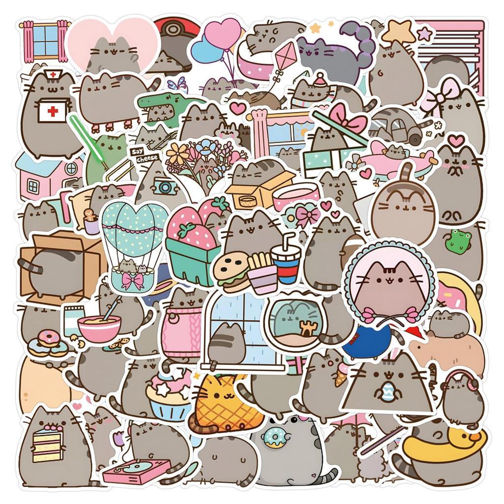 Pusheen Cute Cat Stickers: 55-Pack for Journals, Water Bottles, and Computers - Waterproof & Decorative
