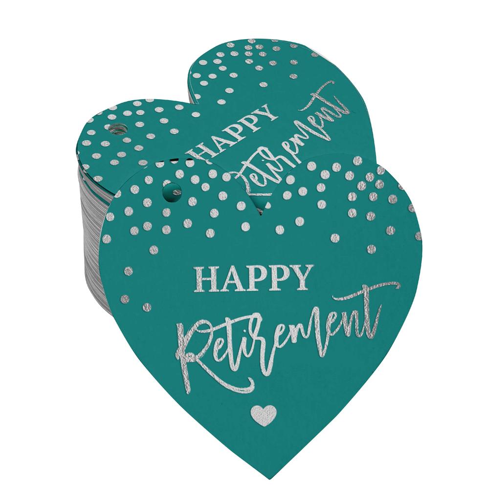 Inkdotpot Silver Foil Paper Hang Tag Happy Retirement Favor Tag 100 Pieces