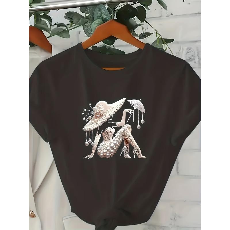 

European size Summer Women s T-Shirt 4XL чорний