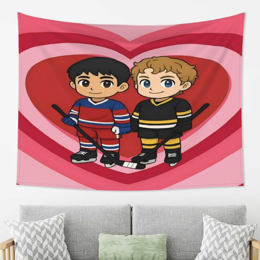 VIKAMA Dual Scene Hockey Tapestry Which Has Added A Dramatic Fandom Vibe Ideal For Ice Hockey Fans Bedrooms Decor