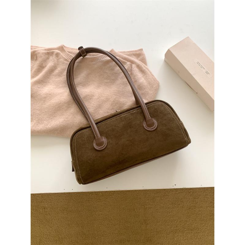 

Осенняя замшевая сумка-багет, простой кожаный дизайн, сумка подмышку, женская плюшевая модная универсальная сумка через плечо