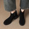 Krazing Pot Cow Suede Nubuck Winter Round Toe Modern Boots Med Heels Zipper Women Ankle Boots