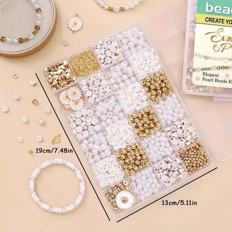 Artificial pearls Clay Beads Bracelet Making Kit Polymer Clay Beads Kit with Charms for Jewelry Making Crafts Birthday Gifts