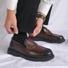 Fashion men Business Oxford Leather Shoes Men slip on Breathable Rubber Formal Dress Shoes Male Office Wedding Flats Footwear Mocassins