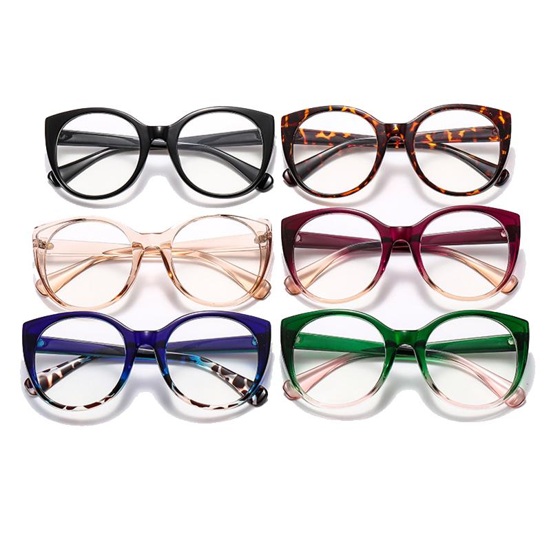 Nearsighted Glasses Women Myopia -0 to -6.0 Round Cat Eye Anti Blue Light Oversized Prescription Glasses