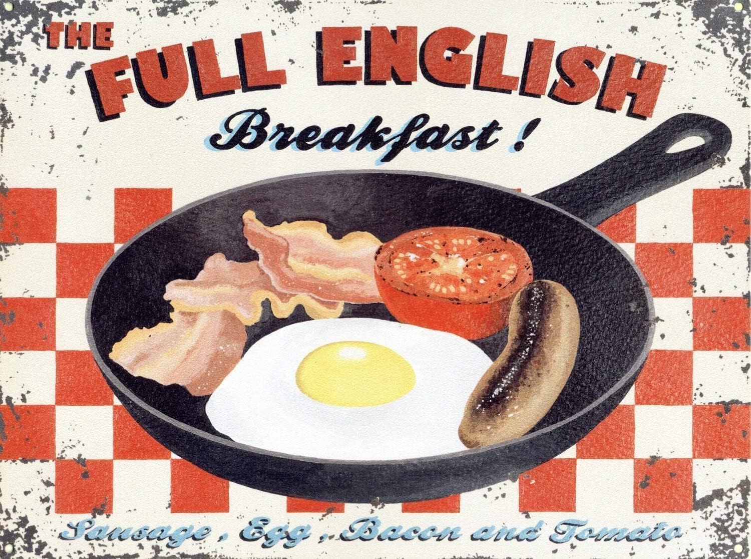 

Full English Breakfast Vintage Metal tin Sign Art Plaque Wall Decor Look Funny Gifts for Home Kitchen Garage Bathroom Farm Ga 20x30cm（7.8x11.8inch）