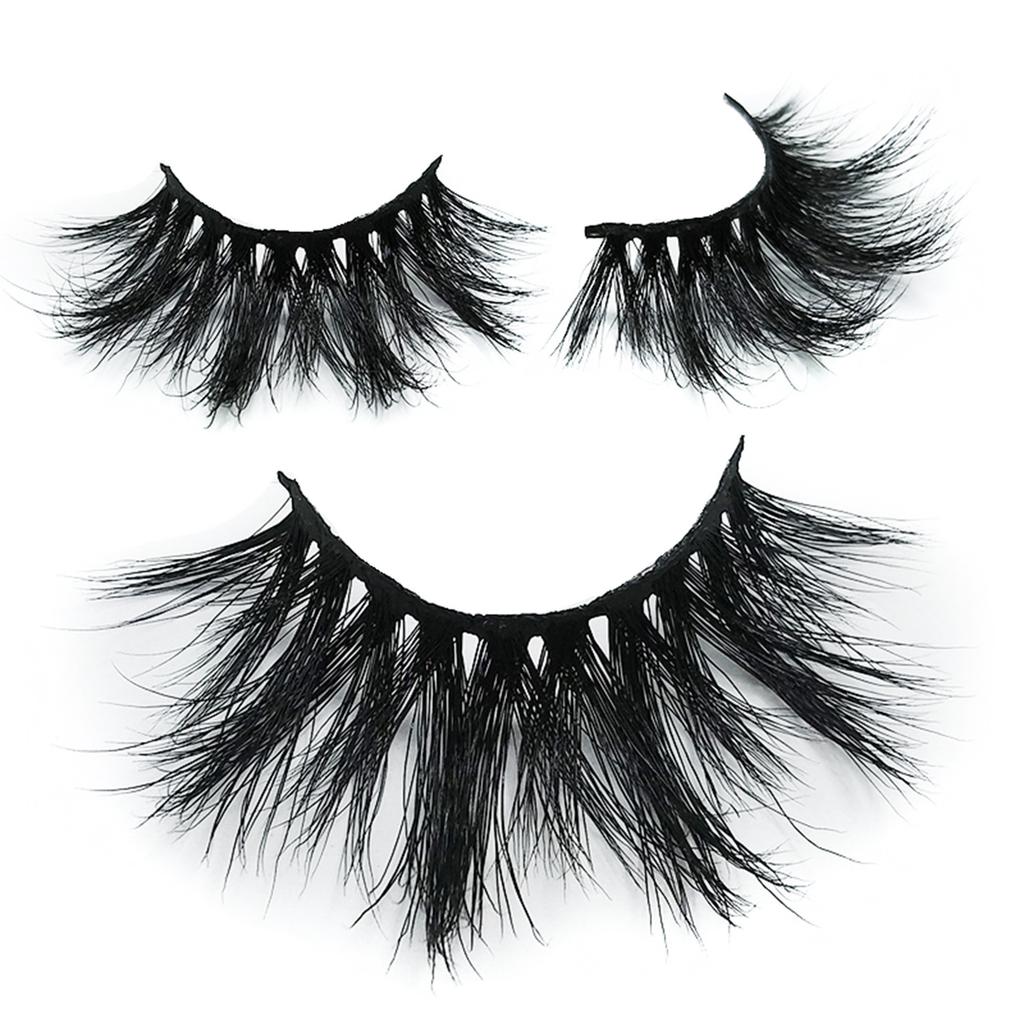 25MM False Eyelashes Dramatic Volume 3D Mink Lashes Long Thick Soft Reusable 1 Pair Faux Lashes Natural Look