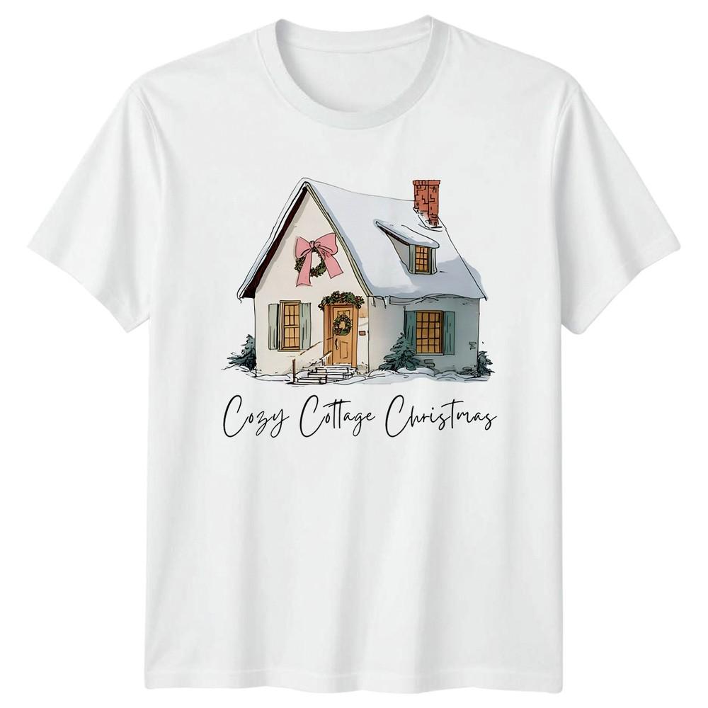 Cozy Cottage Christmas Holidays Christmas Unisexs TShirt Unisexs Tee Graphic Top S
