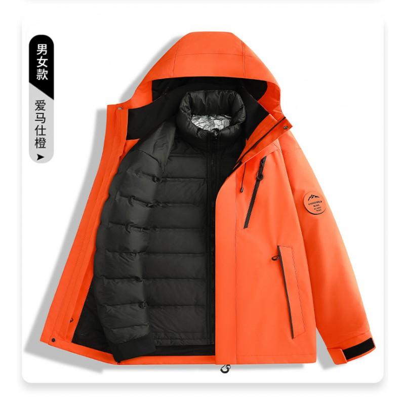 3-in-1 Detachable Waterproof Windproof Hiking Jacket With 90% Down Insulated Liner Men Women Outdoor Trekking Camping