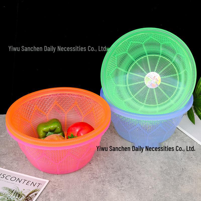 2030 Multi-Purpose Orchid Kitchen Round Plastic Basket for Rice and Vegetable Washing and Draining