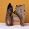 Casual Formal FootwearMen's Leather Shoes New In Winter Men Boots Warm Plush Lace-up Ankle Boots Comfy Office Work Shoes