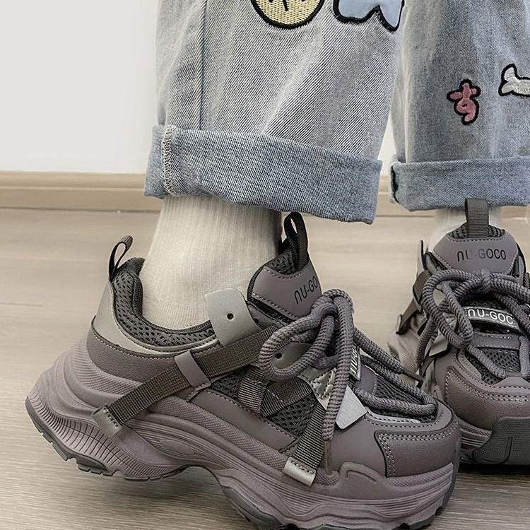 Mesh women's shoes platform muffin spring versatile small height increase casual women's shoes