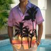 Men's Coconut Tree Landscape Tropical Plants Summer Hawaiian Shirt Button Up Shirt Aloha Shirt Short Sleeve Front One Pocket